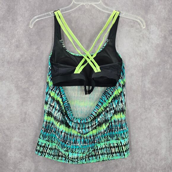 BCG Green Padded Sports Bra Swimwear Tankini Drape Back Tank Top Medium M 8 - Picture 4 of 8